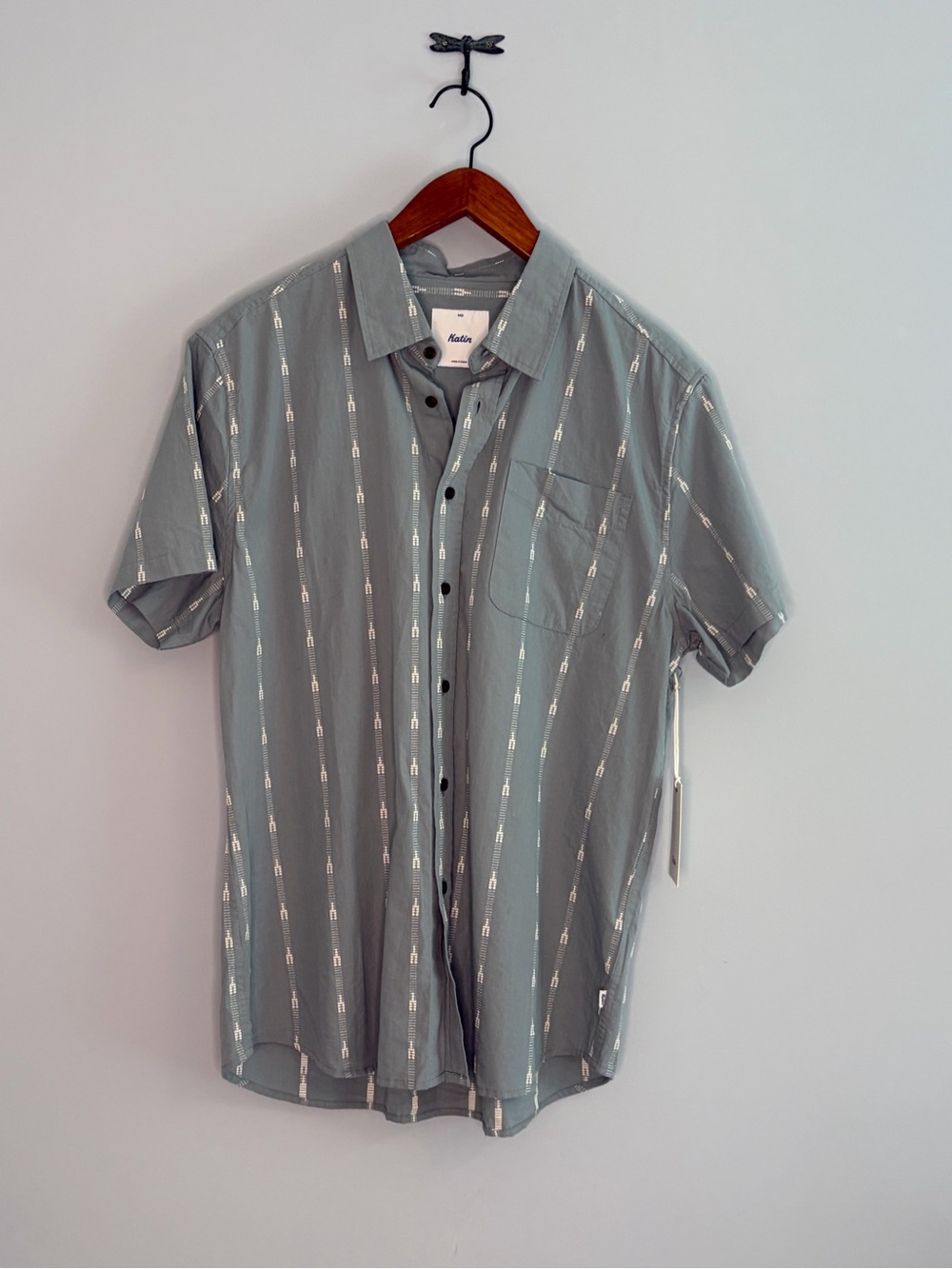 NWT Katin mens Casual Short-Sleeve Button-Up Shirt - moss/grey
